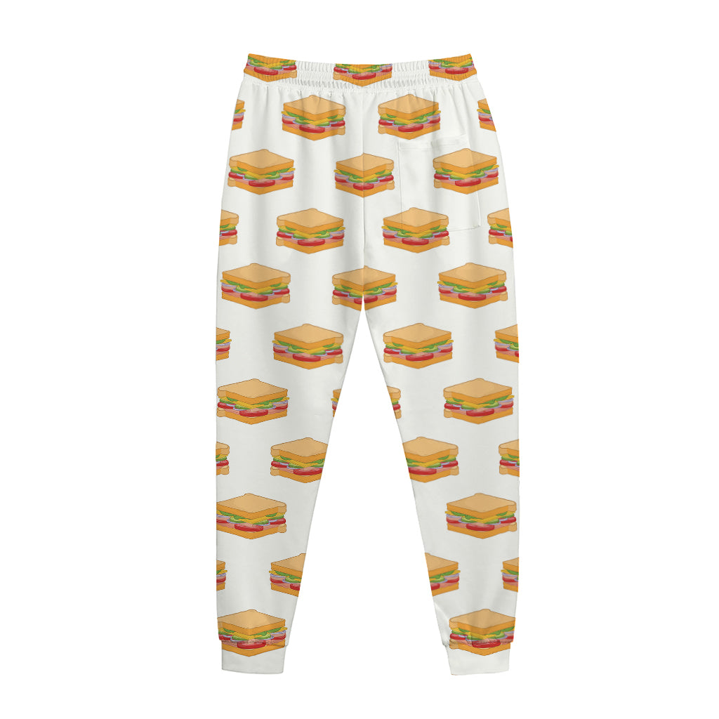 White Sandwiches Pattern Print Jogger Pants
