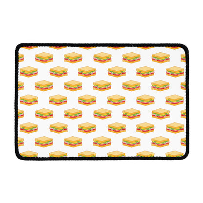 White Sandwiches Pattern Print Kitchen Mat