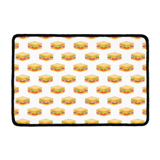 White Sandwiches Pattern Print Kitchen Mat