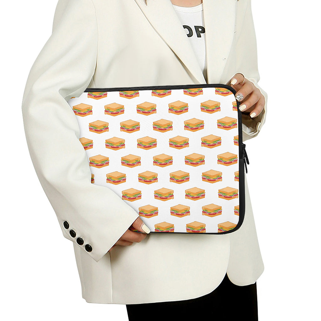 White Sandwiches Pattern Print Laptop Sleeve