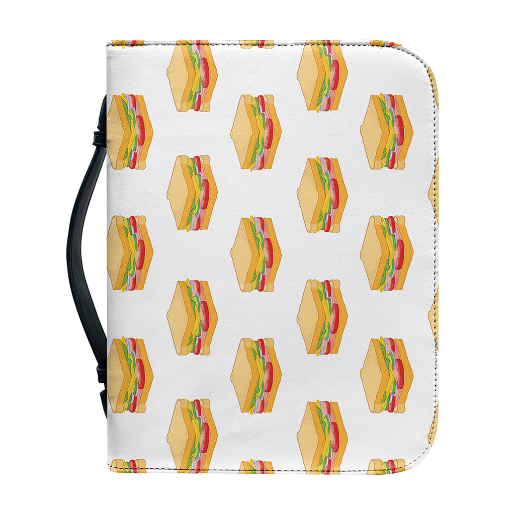 White Sandwiches Pattern Print Leather Bible Cover