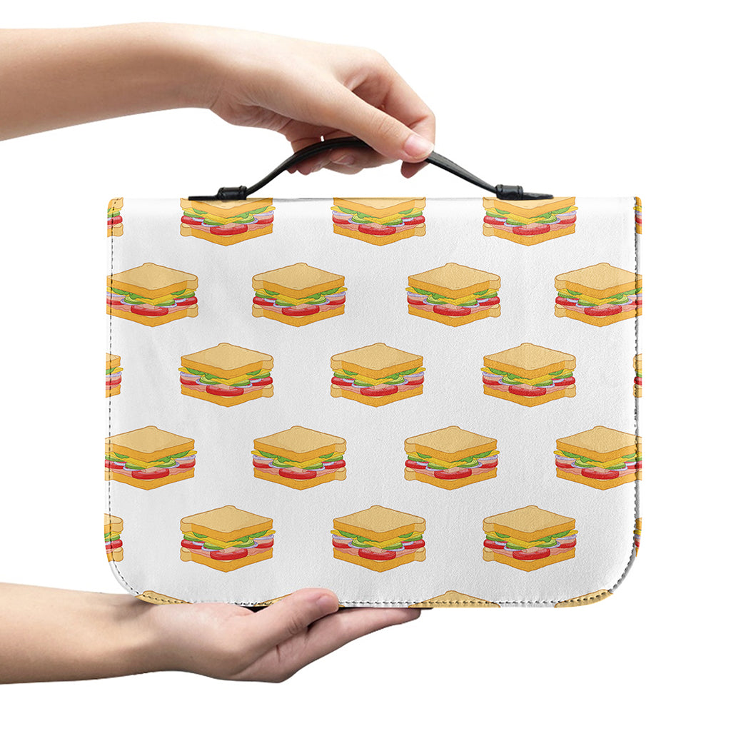 White Sandwiches Pattern Print Leather Bible Cover