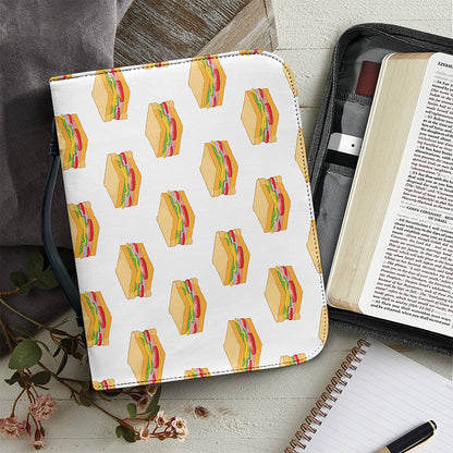 White Sandwiches Pattern Print Leather Bible Cover