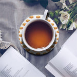 White Sandwiches Pattern Print Leather Coaster Set