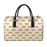 White Sandwiches Pattern Print Leather Duffle Bag
