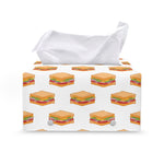 White Sandwiches Pattern Print Leather Tissue Box Cover