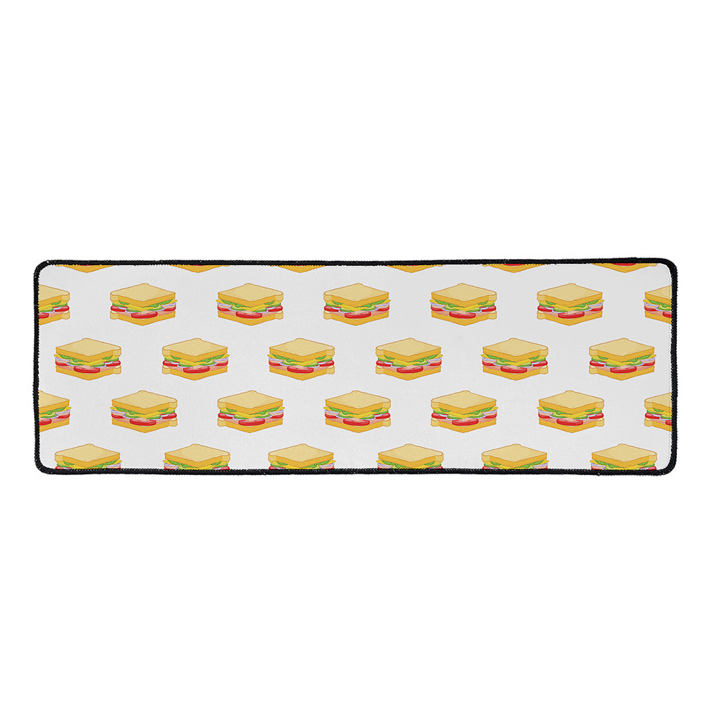 White Sandwiches Pattern Print Long Kitchen Mat