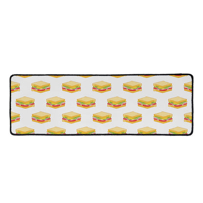 White Sandwiches Pattern Print Long Kitchen Mat