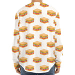 White Sandwiches Pattern Print Long Sleeve Baseball Jersey