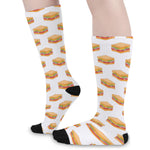 White Sandwiches Pattern Print Long Socks