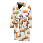White Sandwiches Pattern Print Men's Bathrobe