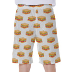 White Sandwiches Pattern Print Men's Beach Shorts