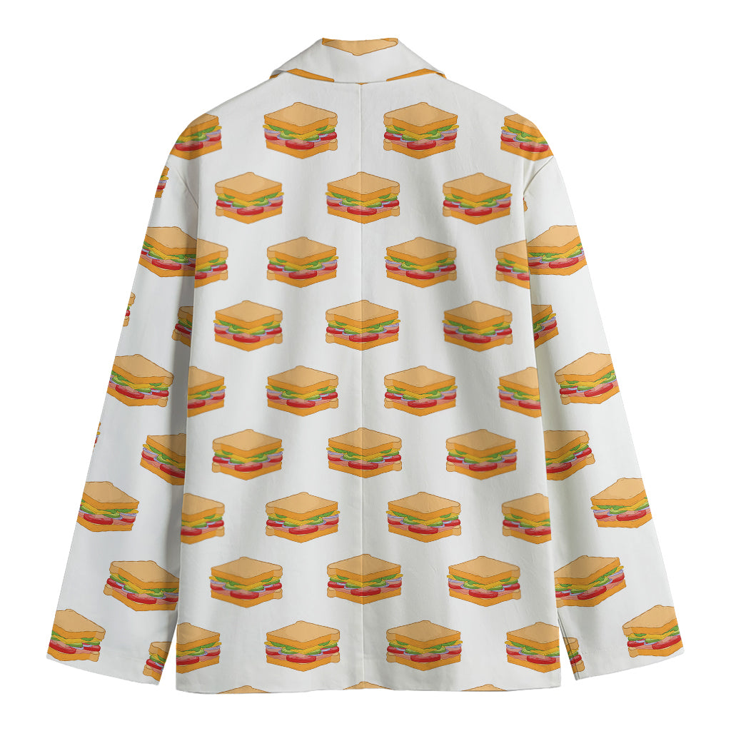 White Sandwiches Pattern Print Men's Blazer