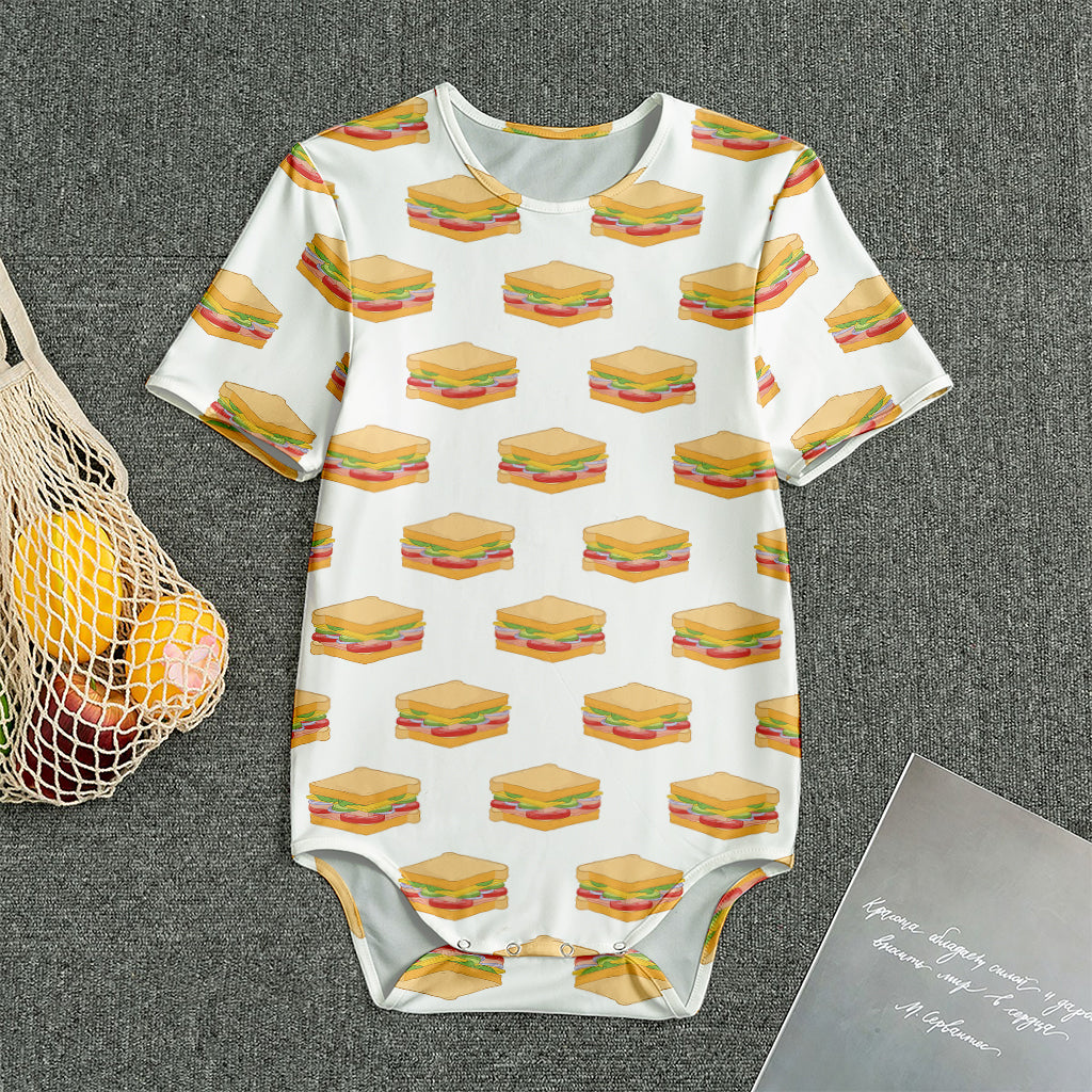 White Sandwiches Pattern Print Men's Bodysuit