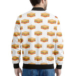 White Sandwiches Pattern Print Men's Bomber Jacket