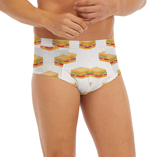 White Sandwiches Pattern Print Men's Briefs