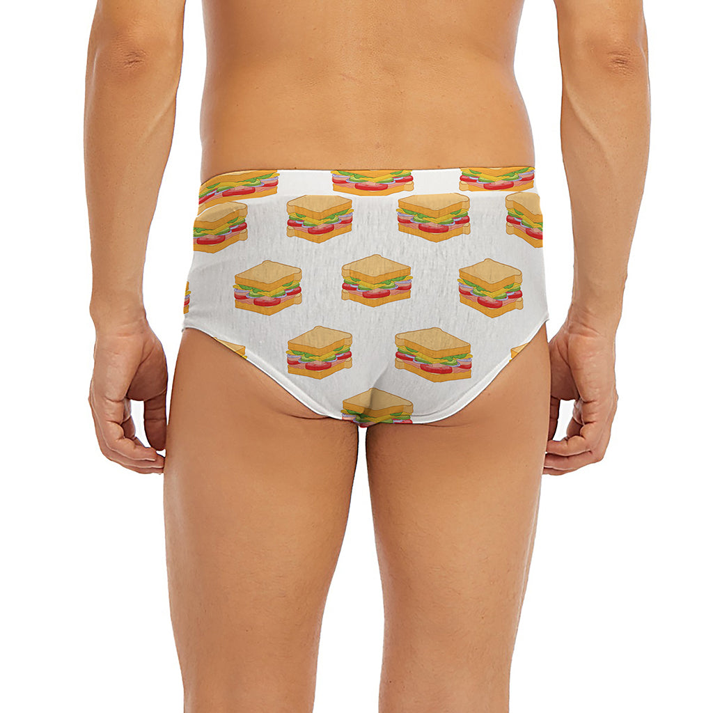 White Sandwiches Pattern Print Men's Briefs