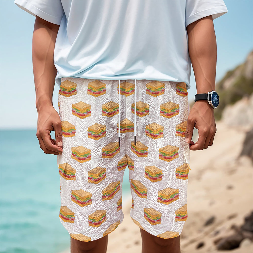 White Sandwiches Pattern Print Men's Cargo Shorts