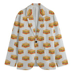 White Sandwiches Pattern Print Men's Cotton Blazer