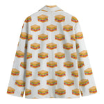 White Sandwiches Pattern Print Men's Cotton Blazer