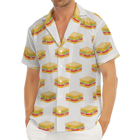 White Sandwiches Pattern Print Men's Deep V-Neck Shirt