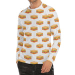 White Sandwiches Pattern Print Men's Long Sleeve Rash Guard