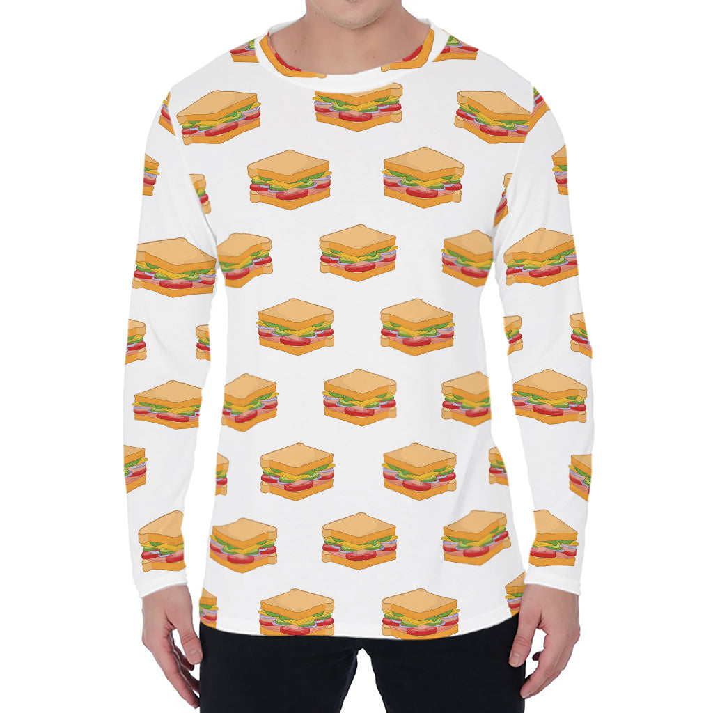 White Sandwiches Pattern Print Men's Long Sleeve T-Shirt