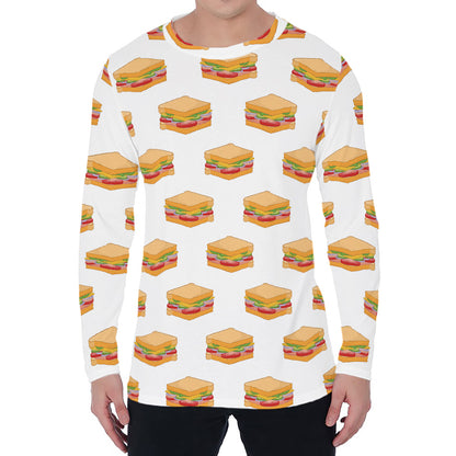 White Sandwiches Pattern Print Men's Long Sleeve T-Shirt