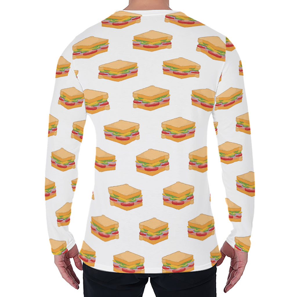White Sandwiches Pattern Print Men's Long Sleeve T-Shirt