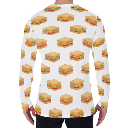 White Sandwiches Pattern Print Men's Long Sleeve T-Shirt