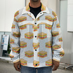 White Sandwiches Pattern Print Men's Shirt Jacket