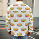 White Sandwiches Pattern Print Men's Shirt Jacket