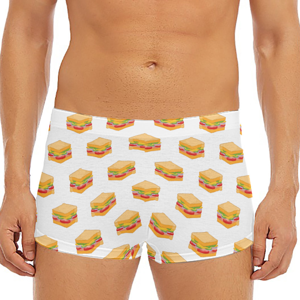 White Sandwiches Pattern Print Men's Short Boxer Briefs