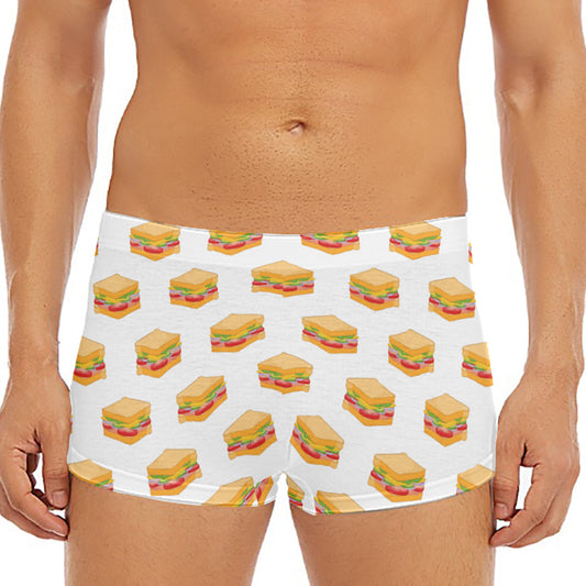 White Sandwiches Pattern Print Men's Short Boxer Briefs
