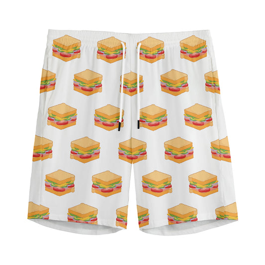 White Sandwiches Pattern Print Men's Sports Shorts