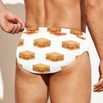 White Sandwiches Pattern Print Men's Swim Briefs