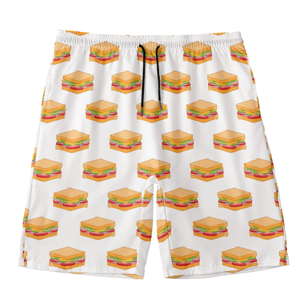 White Sandwiches Pattern Print Men's Swim Trunks