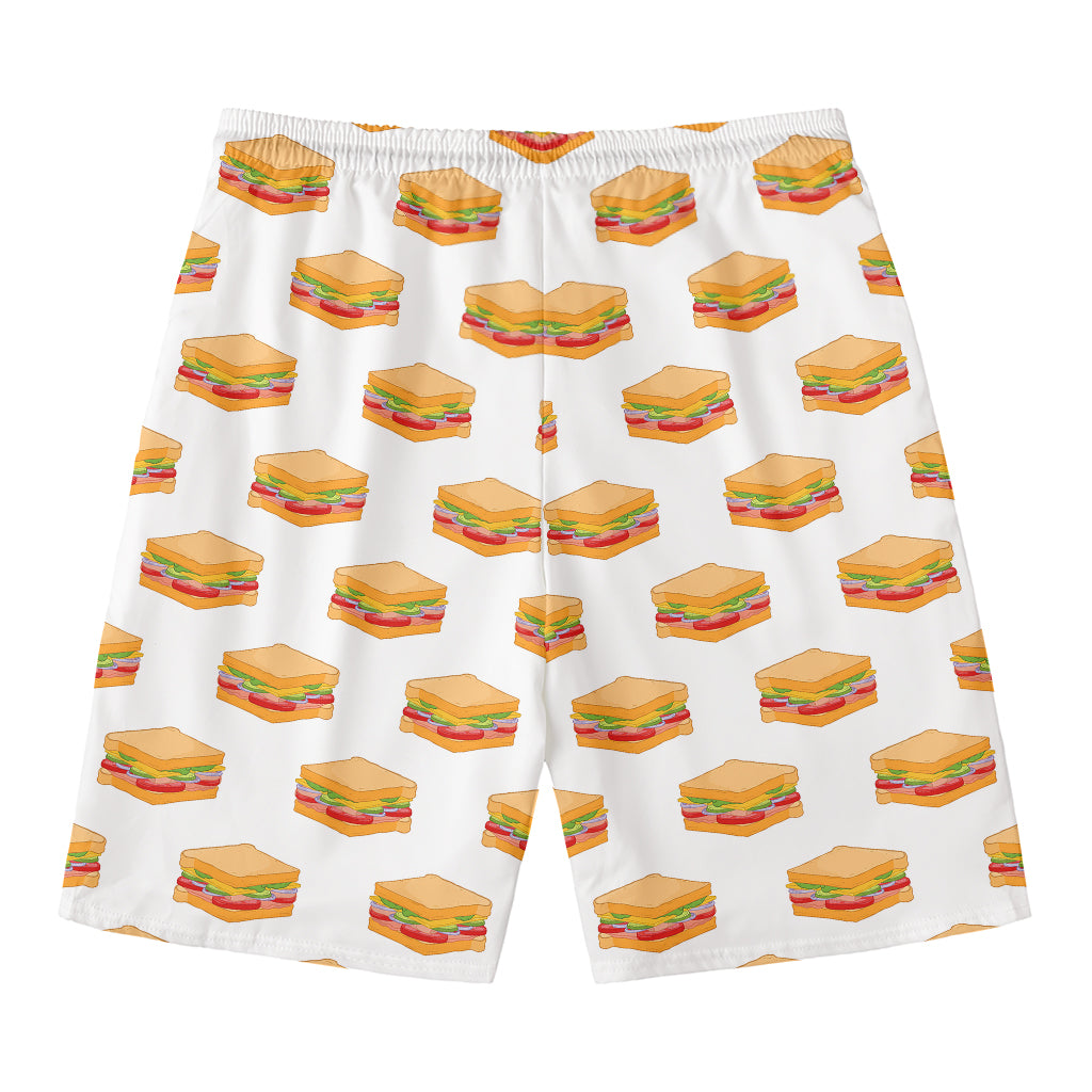 White Sandwiches Pattern Print Men's Swim Trunks