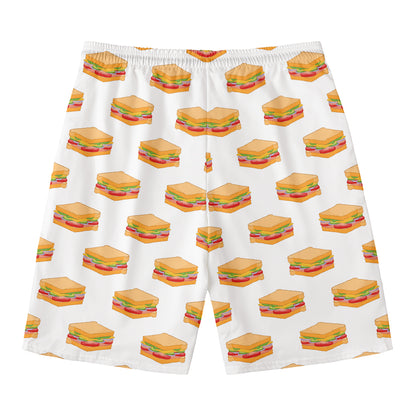 White Sandwiches Pattern Print Men's Swim Trunks