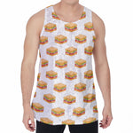 White Sandwiches Pattern Print Men's Velvet Tank Top