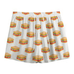 White Sandwiches Pattern Print Mesh Shorts