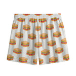 White Sandwiches Pattern Print Mesh Shorts
