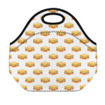 White Sandwiches Pattern Print Neoprene Lunch Bag