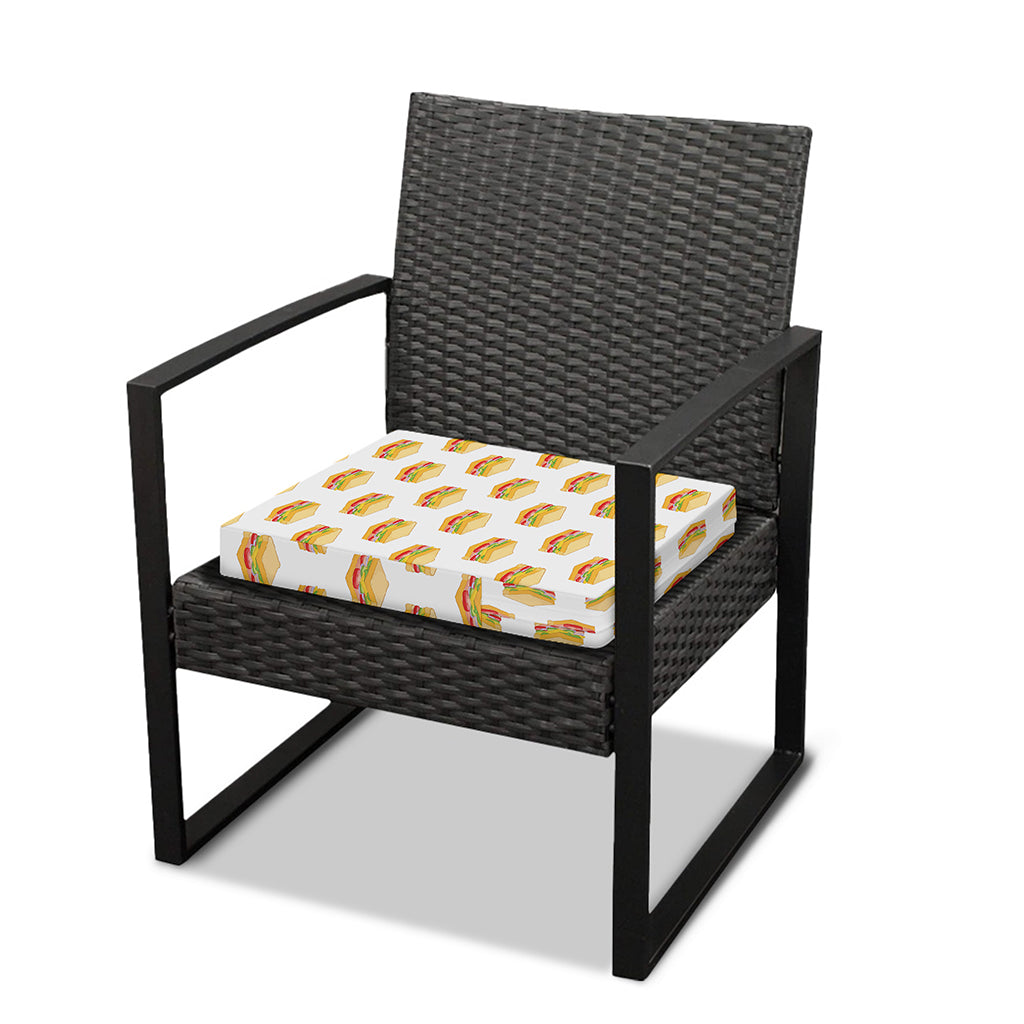 White Sandwiches Pattern Print Outdoor Seat Cushion Cover