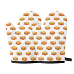 White Sandwiches Pattern Print Oven Mitts