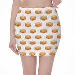 White Sandwiches Pattern Print Pencil Mini Skirt