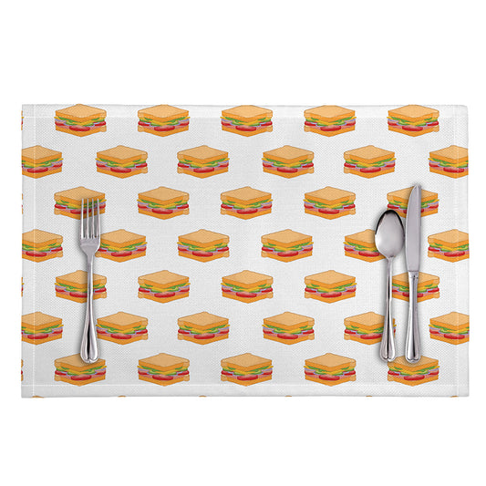 White Sandwiches Pattern Print Placemat