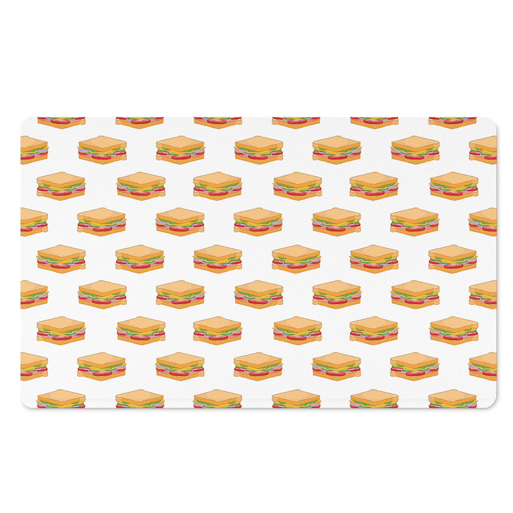 White Sandwiches Pattern Print Polyester Doormat