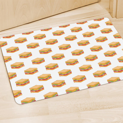 White Sandwiches Pattern Print Polyester Doormat