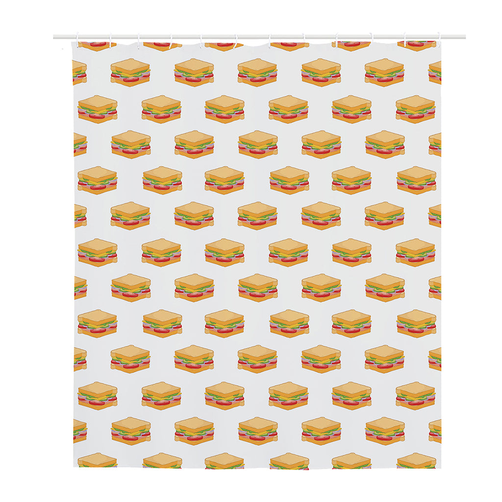White Sandwiches Pattern Print Polyester Shower Curtain